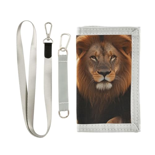 FOLIOSA Kids Wallet for Boys Girls Lion Sheeps Print Youth Wallet with Zipper Pocket Card Holders, Novelty Wallet 4.9×2.9 in