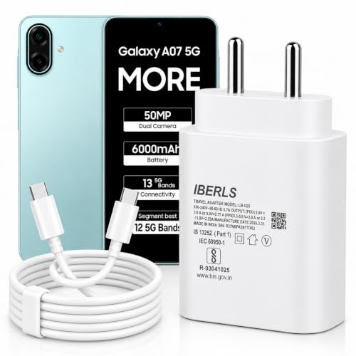 Image of 25W Pd 3A Type-C Super Fast Charging Adapter with 1M Type C Cable for Galaxy A07 /A57 /A37 /A36 /A56 /A17 /A26 /A06 /A35 /A55 / A16 /A15 /Tablet /Galaxy Watch- Charge Your Device with 25 Watt USB C Fast Charger