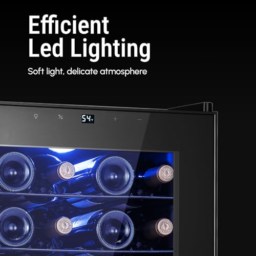 Image of Yeego 20 Bottle Wine Fridge, Compressor Wine Cooler Refrigerator, 38-65℉ Freestanding Wine Cellar with Digital Temperature Control & Double-layer Glass Door & Soft LED for Home, Office, Bar