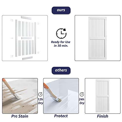 Image of 36 x84in MDF Sliding Barn Door with 6.6ft Barn Door Hardware Kit & Handle