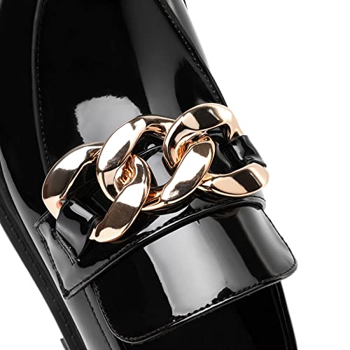 Mostrin Loafers For Women Platform Lug Sole Chunky Heel Loafers Classic Round Toe Slip On Loafers Comfortable Penny Casual Shoes Black Size 9 #TOP3