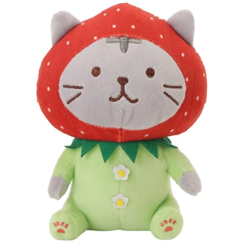 ふくふくにゃんこ ぬいぐるみ 猫 可愛い もちもち 全長14㎝ おすわりマスコット インテリア マスコット キャラクター いちご HAPiNS (サバタ)のサムネイル