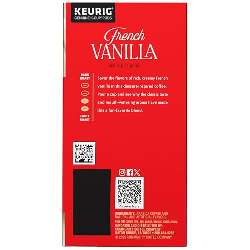 Image of Community Coffee French Vanilla Flavored 96 Count Keurig K-Cup Coffee Pods, Medium Roast, 24 Count (Pack of 4)