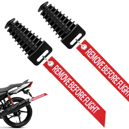 Image of Muffler Exhaust Wash Plug, Hoedia 2 Pack Wash Plugs with 2 Streamers, Fit most 2 Stroke 4 Stroke Motorcycle Bikes with Rubber Exhaust Silencer (1.08-1.85 Inch)