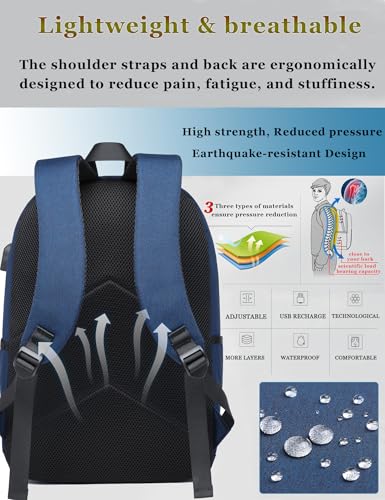 Lightweight Water Resistant Backpack for College Travel Work for Men Women Daypack (Blue)4