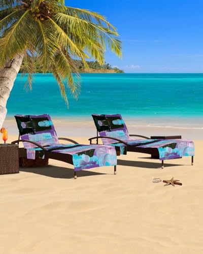 Abstract Paint Beach Chair Cover with Side Pockets, Microfiber & Quick Dry Pool Chaise Lounge Chair Towels Covers for Sun Sunbathing Patio Garden Hotel, Multicolor Cool Abstract Scattered Colors