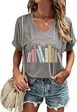 Book Shirt for Women It’s a Good Day to Read Book Tshirt Teacher Life Shirt Bookworm Reading Retro Floral Bookish Graphic Tee Tops(M,Grey-01)