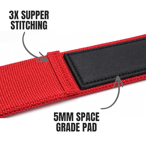 Image of Muscleape Weight Lifting Straps with Padded Wrist Support for Men & Women, Deadlift Straps for Gym, Grip Support Straps for Weightlifting, Pull Ups,Rows & Strength Training. (8 Red)