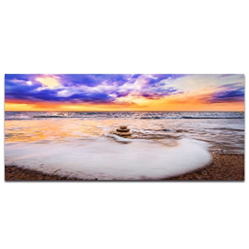 Affiche vagues paysage crépuscule pour salon moderne nordique