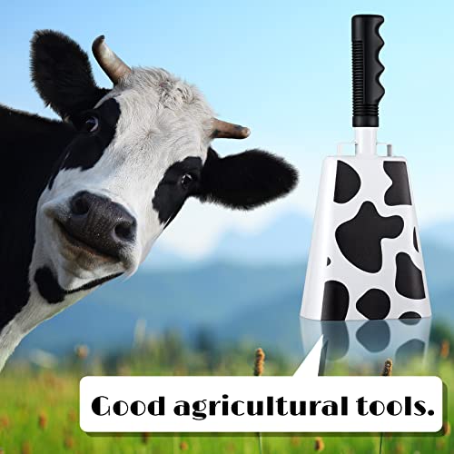 Spiareal 2 Pieces 10 Inch Steel Cowbell With Handle Cheering Bell For Sports Games Events Large Solid School Bells Metal Noise Maker Loud Percussion Musical Instrument Call Bell Alarm, Black & White #TOP6