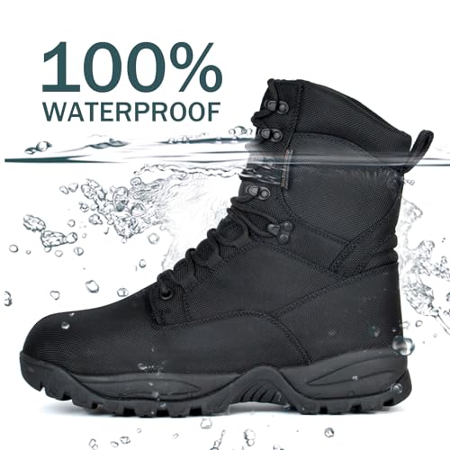 Men's Waterproof Military Tactical Boots Lightweight Work Boot Insulated Hunting Boots, 8 Inches Lace-up Outdoor Boots, 400g Thinsulate4