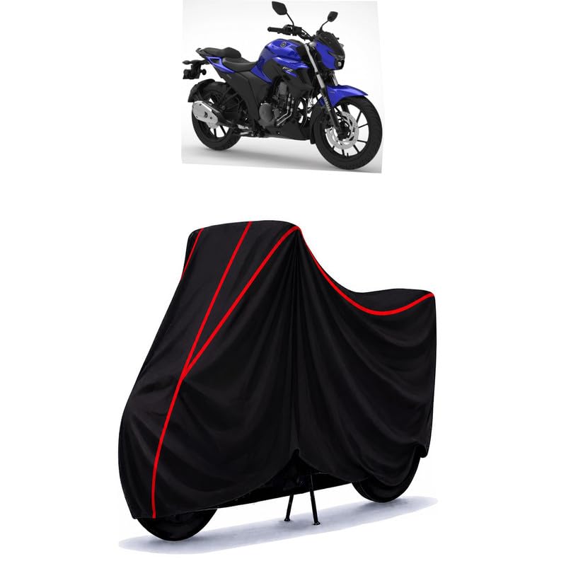 Image of FZ 250 BS6 Water Resistant Bike Cover for All Motorcycles & Rain | Heavy Duty Taffeta Fabric | UV Protection, Dustproof, Scratchproof | All Weather Two Wheeler Body Cover with Elastic Bottom
