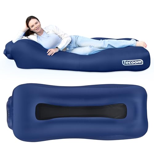 Tecoom Inflatable Lounger Couch Air Sofa Hammock, Waterproof Blow up Beach Chair, Glamping Accessories for Adults Kids Camping, Hiking, Traveling, Movies Night, Music Festivals, Indoor Outdoor Matches