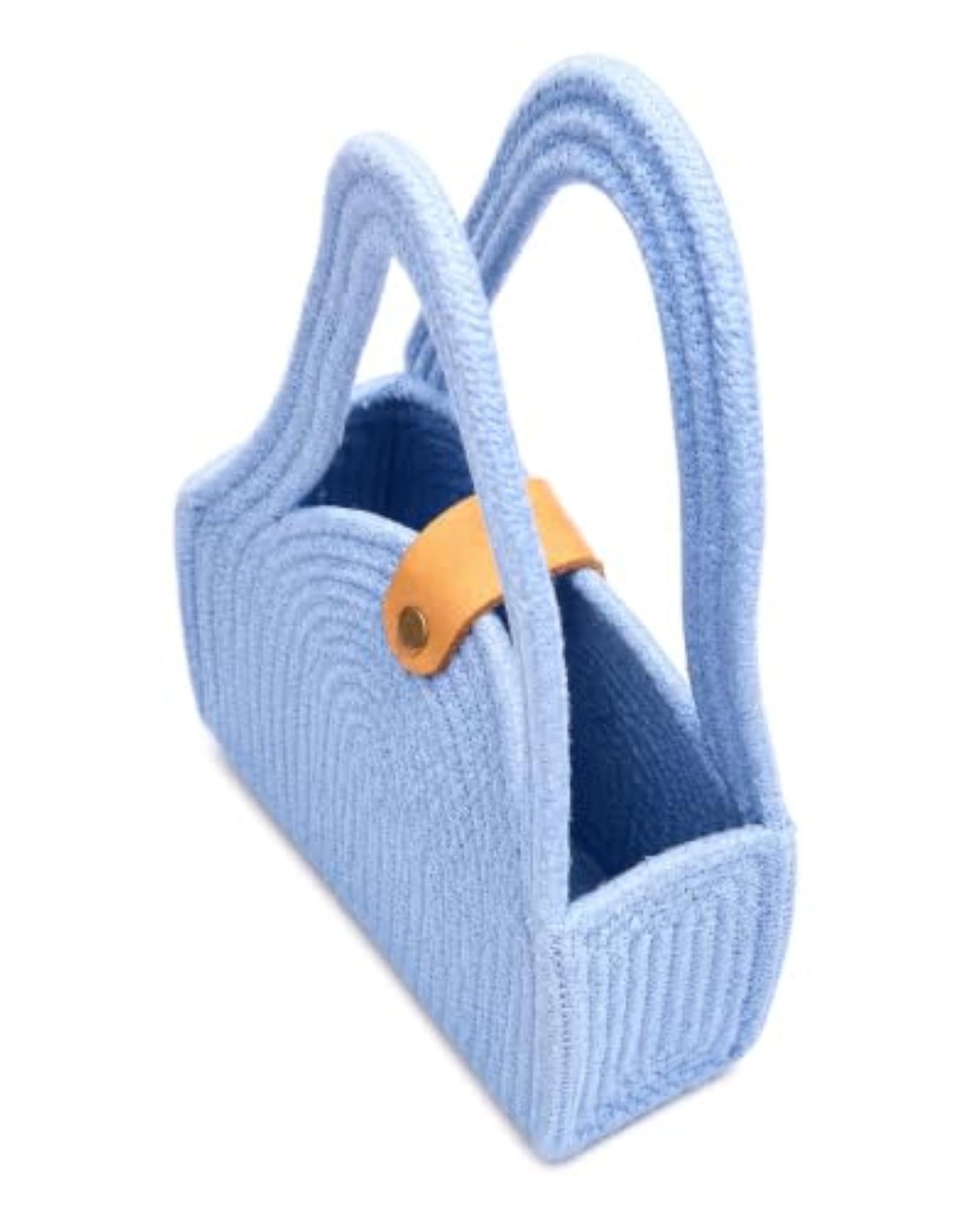 Light Blue Handmade Cotton Dori Braided Tote Bag