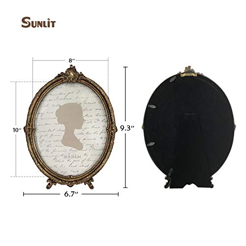 Sunlit Vintage Picture Frame 8X10 Inch, Oval Antique Photo Frames With Glass Front, Luxury Photo Display, Tabletop Wall Hanging, Gift Ideas, Brown #TOP1