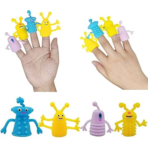 Fingerpuppen für Kinder, 8pcs Fingerpuppen Set Ungiftig Monster Fingerpuppen Scary Monster Spielzeug Fingerpuppen Leucht Cover