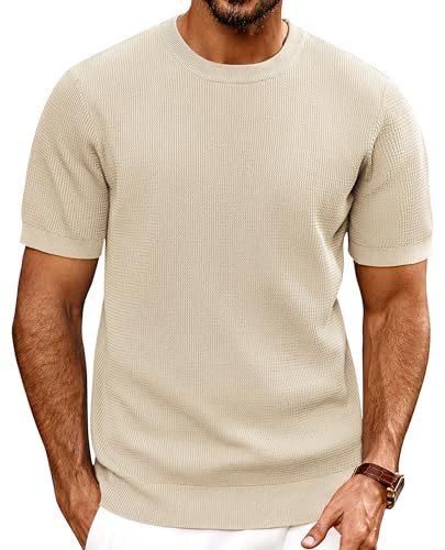 T-shirt en tricot homme col rond PJ PAUL JONES manches courtes abricot taille L