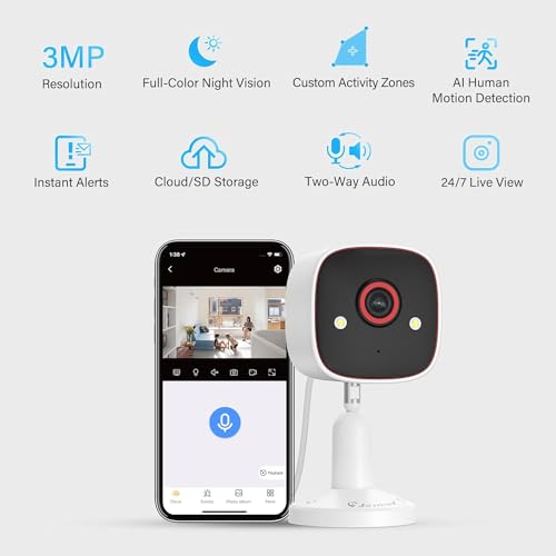 Jennov 2K Home Security Cameras for Indoor/Outdoor - 5 Ghz/2.4 Ghz WiFi Camera for Baby, Pet Dog Camera with Phone App, Color Night Vision,AI Motion Detection,2-Way Audio,Compatible with Alexa -2 Pcs