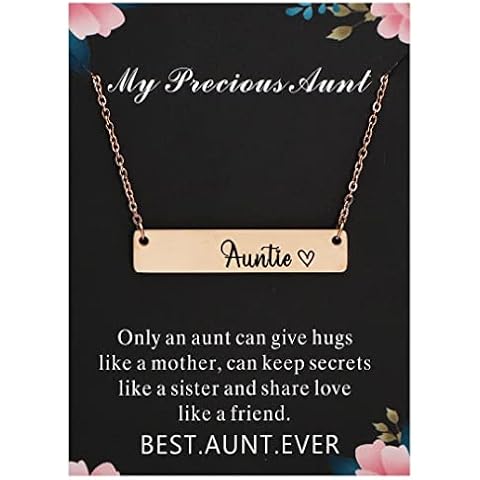 Huiuy Aunt Bar Pendant Necklace - Best Auntie Ever - Aunt Jewelry - Auntie Gift -Mother's Day Birthday Gift for Aunt from Nephew Niece (Auntie Necklace (Rose gold)) Cover
