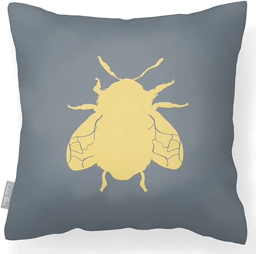 Izabela Peters Waterproof Cushions, 43 cm, Filled, Bee - Grey,