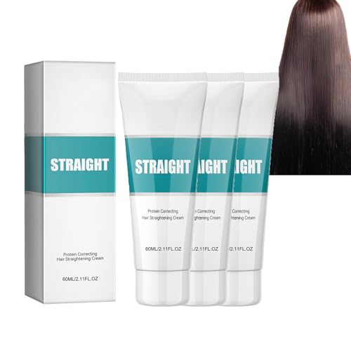 Dyceittdia 3pcs Crema Alisadora De Proteinas, Crema alisadora del Cabello, Crema alisadora con Proteínas , Alisa las Puntas Abiertas Encrespadas, Crema de Tratamiento Alisante, 3pcs*60ml, hair