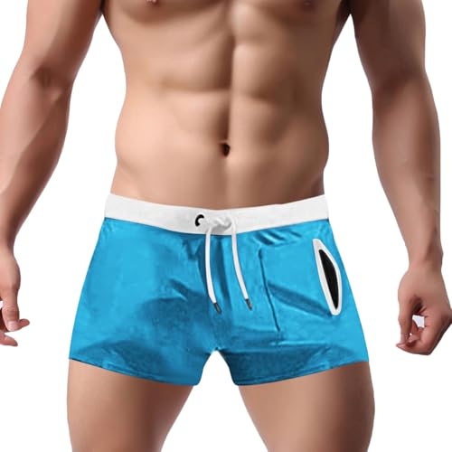Men Sexy Swim Shorts Comfy Drawstring Trunks Quick Dry Stretchy Swimwear Beach Bottoms for Mens Bathing Suit 2025