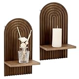 PH PandaHall 2 Set Wandregal Natürliche Holz Bogen Wand Kerzenleuchter 35x18cm Holzregal Gewölbte Holzhänge Regale Wand Dekoration Für Wanddeko Badezimmer Wohnzimmer Kaffee Farbe