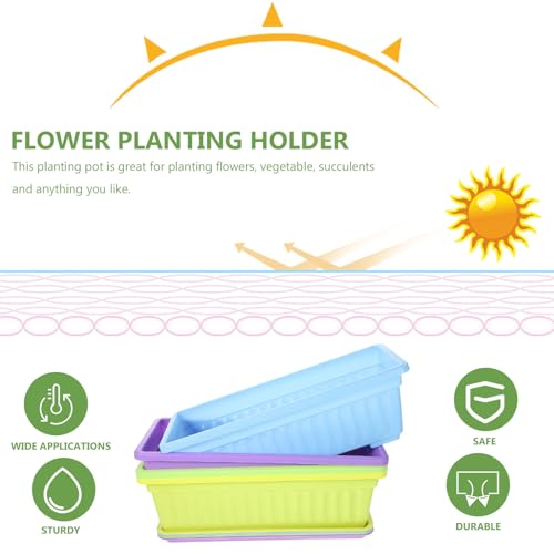 Bacs à fleurs rectangulaires en résine avec plateau et drainage x4 - 4