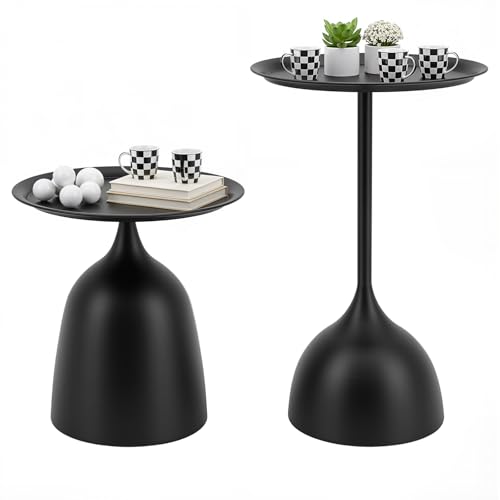 FUODIHEE Round Side Table Set of 2, Metal End Side