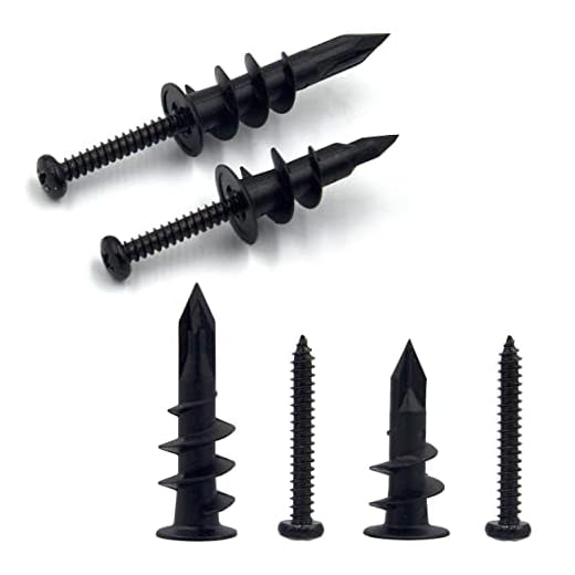 ISPINNER 20pcs #6#8 Black Self Drilling Plastic Drywall Anchors with Screws, Self Tapping Sheetrock Anchors Hanging and Mounting 50-75lbs (10 Pack)