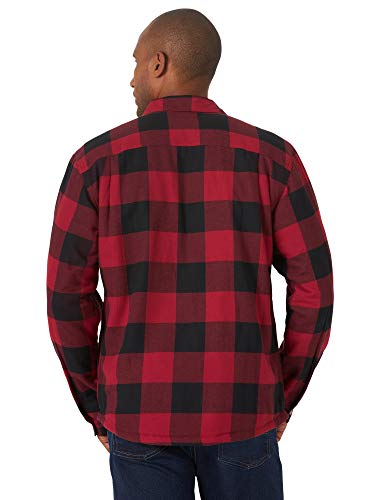 Wrangler Authentics Men's Long Sleeve Sherpa Lined Shirt Jacket, Red Buffalo, Large #TOP1