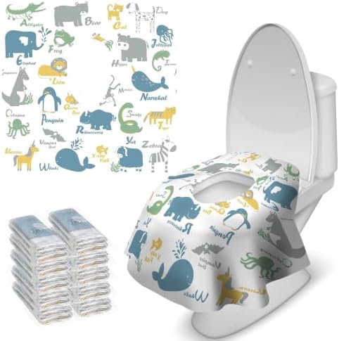 Blissful Diary 20 Pcs Toilet Seat Covers Disposable for Toddlers & Adults, Extra Large Waterproof, Portable Package for Travel, Kids Potty Training