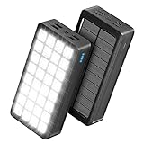 Solar Powerbank 26800 mAh externer Akku, Schnellladung und 32 LED -Lampen, Power Bank Solar Ladegerät Handy Akkupack für Camping Outdoor Kompatibel mit Phone | Android (schwarz)
