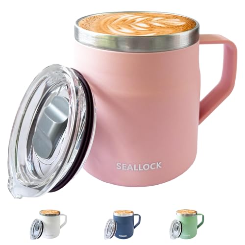 Ins Style 450ml Vacuum Insulated Stainless Steel Travel Mug - 304 Food-Grade Thermal Coffee Cup with Leak-Proof Sliding Lid, Double Wall Insulation for Hot & Cold Drinks (Modern Design) (Pink)