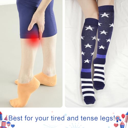 Image of Junely Compression Socks for Women Knee High Festival for Running Athletic Nurses Pregnant Women Work Support Travel Flight