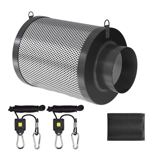 SunStream Activated Carbon Filter 150 mm x 400 mm for Grow Tent, Black Pre Filter Made of Australian Virgin Charcoal, Carbon Filter for Indoor Growing Inline Fans and Grow Tent Ventilation