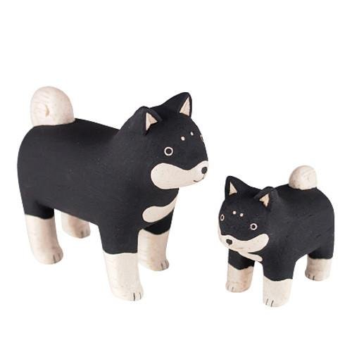 T-Lab.polepole Wooden animal Family Set Shiba Dog
