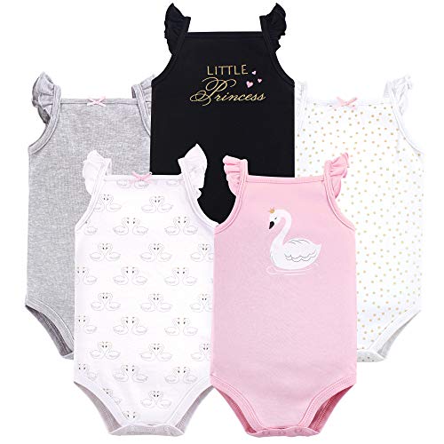 Hudson Baby Baby Cotton Sleeveless Bodysuits, Swan, 6-9 Months