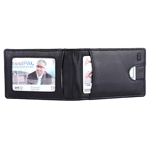 Image of Brooklyn Bridge Genuine Leather Money Clip Wallet for Men Nappa Black - Premium Slim RFID Protected Wallet with Cash Clip, Multiple Card Slots, Stylish Front Pocket Design, Ideal Gift for Men