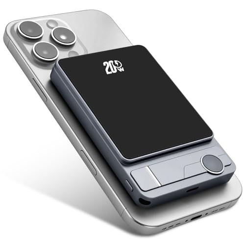APKLVSR Powerbank 10000mAh Slim aus Aluminium + Kunststoff, Qi2 magnetisches kabelloses Laden, 20W Typ-C Schnellladung, N52 Magnet, Reiseutensilien, Power Bank Slim kompakt