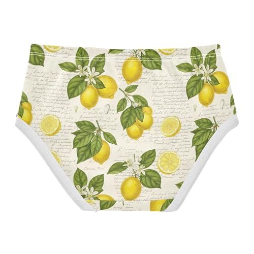 Vintage Yellow Lemons White Floral Little Girl Panties Girls Underwear Toddler Cotton Print Briefs Kids Undies 2t2
