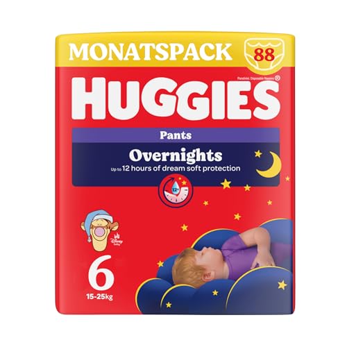 Huggies Overnight Pants Größe 6 (15-25 kg), Windeln-Monatsbox, 88 Stück...