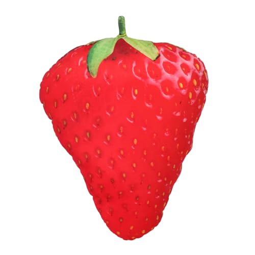LOGOFUN Strawberry Plush Throw Pillow Simulation Strawberry Cushions Toy Soft Fruit Shaped Pillows Cushions for Bed Couch Chair Sofa Home Decor