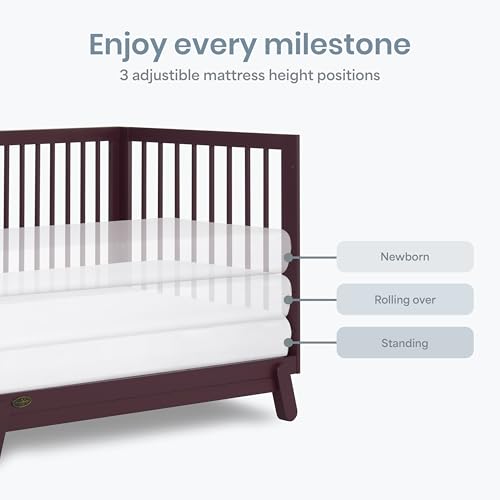 Image of Dream On Me Hygge 5-in-1 Convertible Full-Size Baby Crib in Auburn, GreenGuard Gold & BSA, Converts to Toddler, Day & Full-Size Bed, Adjustable Mattress Heights, Modern Nursery