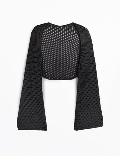 Image of Libsorge Womens Lightweight Crochet Knit Cardigan Spring 2026 Cropped Shrug Long Sleeve Hollow Out Cardigans