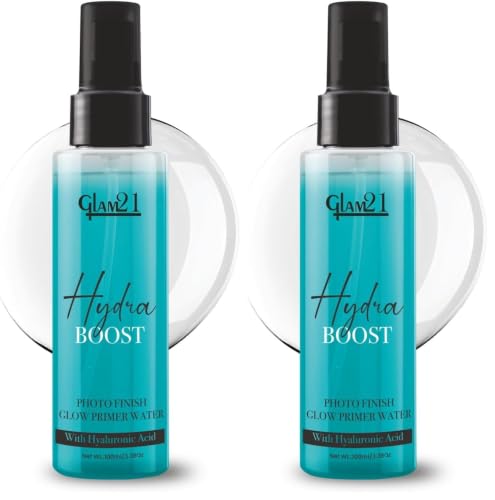 Image of Glam21 Hydra Boost Photo Finish Glow Primer Water | Oil-Control & Lightweight Texture | Hydrating Mist with Hyaluronic Acid | Skin-Prep & Dewy Glow Setting Spray | 100ml (Pack of 2)