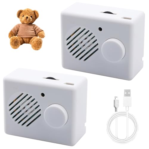 2 Stück Diktiergerät für Stofftiere, 360 Sekunden Aufnahme Sprachmodulfür Teddybär, Diktiergerät Spielzeug für Personalisierte Aufnahme, Soundmodul Bespielbar, DIY-Geschenke
