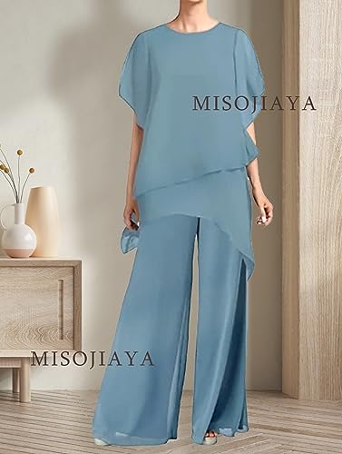 Women's Chiffon Mother of The Bride Dresses Pants Suits 2 Piece Scoop Neck Mother of Groom Dress for Wedding MIS162