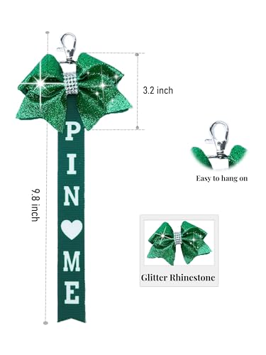Image of Cheer Pin Me Ribbon Cheerleader Pin Me Bow Cheer Bow Keychain with Rhinestones Cheerleading Sports Accessory Gift