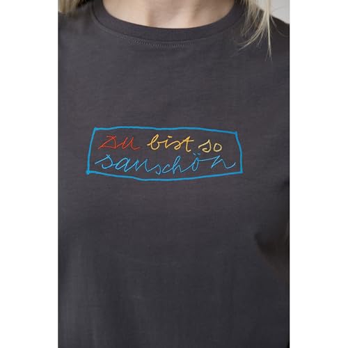 T-shirt Sauschön Bavarian Caps femme gris foncé S mode casual coton court - 5